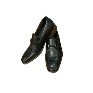 Johnston & Murphy Men's Loafer 9.5 M Black‎ Leather Silver Bit Dress Shoes